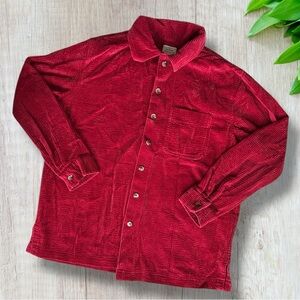 L.L. Bean Deep Red Corduroy Shacket Vintage Style Womens Size M